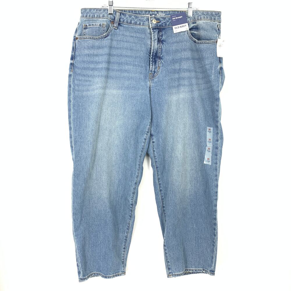 Old Navy High Rise O.G. Straight Leg Jeans Womens Size 20 Light Wash Denim NEW